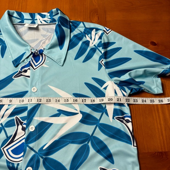 BDA Sports Dunedin Blue Jays Hawaiian Short Sleeve Button Down Shirt Size Large - Picture 10 of 11